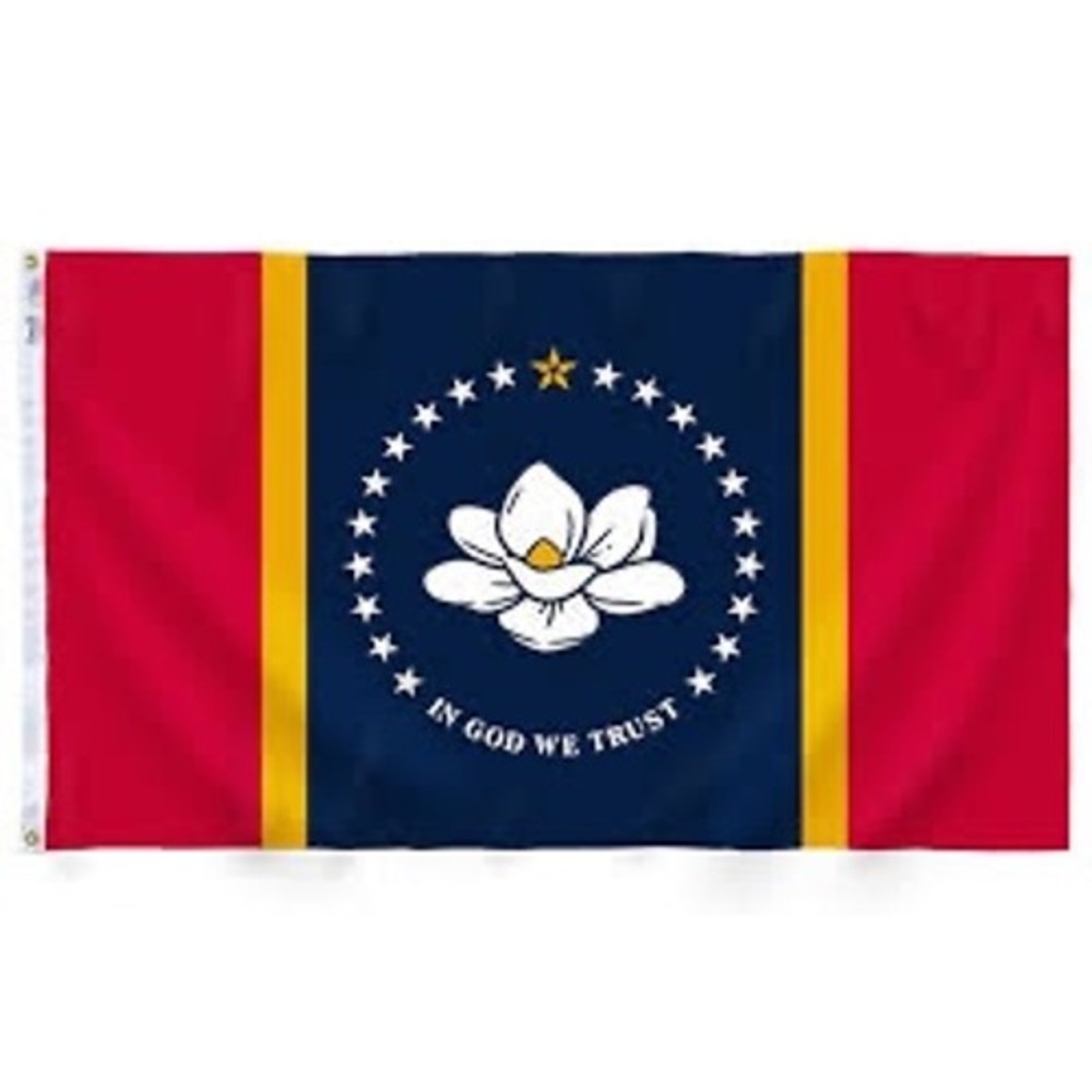 Mississippi State Flag New Magnolia In God We Trust Red Blue Gold 59 x 85 inches